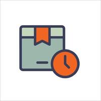 A clock and a box with a ribbon icon vector