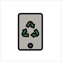 A cell phone with a recycling symbol on it vector