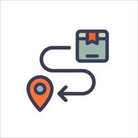 A map with a box and a pin pointing to it vector