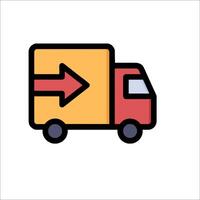 A truck with an arrow pointing to the left vector