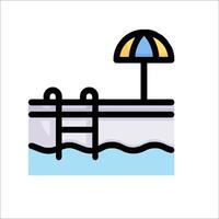 A swimming pool with an umbrella and ladder vector