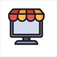 An icon of a computer with a shop awning vector
