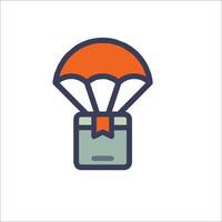 A parachute icon with a box and ribbon vector