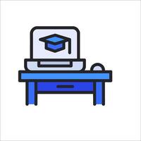 A computer with a graduation cap on it vector