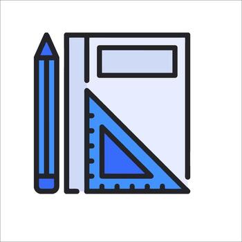 A pencil and a book with a triangle on it vector