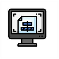 A computer monitor with a blue and white icon vector