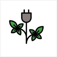 A plant with a plug on it and leaves vector