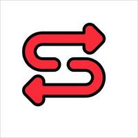 A red and black arrow pointing to the letter s vector