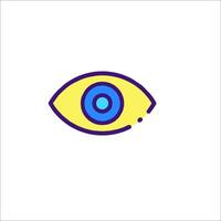 An eye icon with a blue and yellow color vector