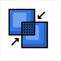 A blue square with a square and a square with arrows vector