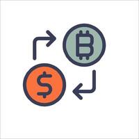 Bitcoin and dollar icon vector