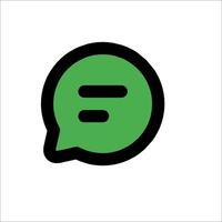 A green chat bubble with a black outline vector