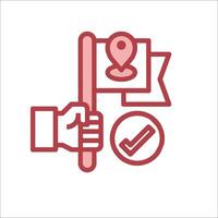 A hand holding a map and a check mark vector