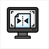 A computer monitor with a blue arrow on it vector