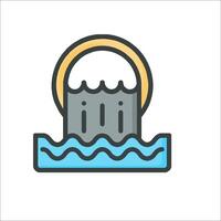 A line icon of a waterfall with water and a ring vector
