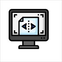 A computer monitor with a blue arrow on it vector