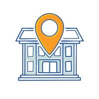 house with gps mark icon illustration design graphic flat single color vector