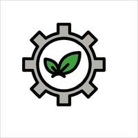 A green leaf in a gear wheel vector