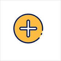 A yellow plus sign in a circle vector