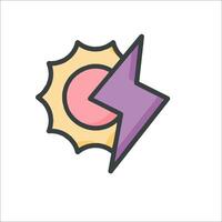 A sun with lightning bolt icon vector