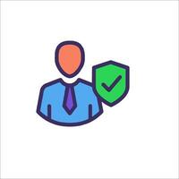 A man with a shield and a check mark vector