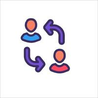 A group of people are connected by an arrow vector