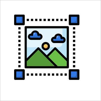 A square with a mountain and clouds in it vector