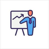 Businessman on a whiteboard with a graph on it vector