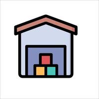 A house with a garage and a stack of boxes vector