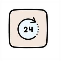 A clock icon with a 24 hours clock vector
