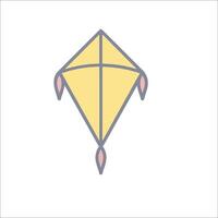A kite with a yellow tail on a white background vector
