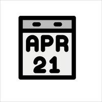 A calendar with the date april 21 on it vector
