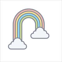 Rainbow icon with clouds and rainbow vector