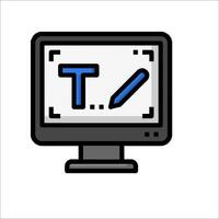 A computer monitor with a blue pen on it vector
