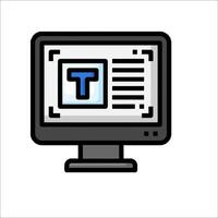 A computer monitor with a t on it vector