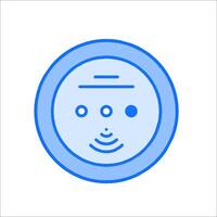 A blue circle with a face on it vector