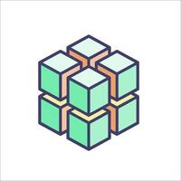 A cube with four different colors on it vector