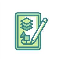 A tablet with a pen and a stack of paper vector