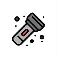 A flashlight icon with a red light vector