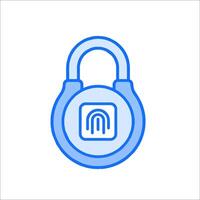 A blue lock with an image of a fingerprint on it vector
