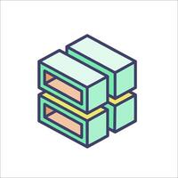 A line icon of a computer with two boxes vector