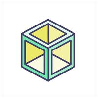 A cube with a yellow and green background vector