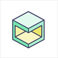 A cube with a yellow and green background vector