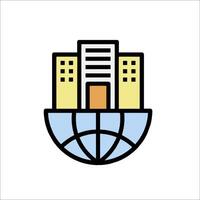 A city with a globe on top of it vector