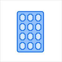 A blue and white square with a blue outline vector