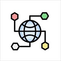 A globe with a network of hexagons around it vector