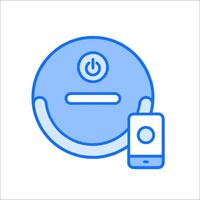 A robot vacuum cleaner with a phone in the background vector