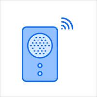 A blue phone with a microphone icon vector