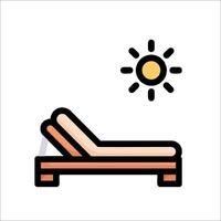 A sun and a lounge chair on a white background vector