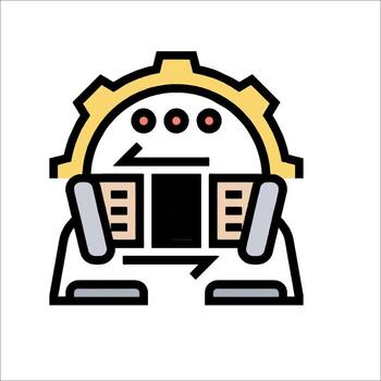A robot head with gears on it vector